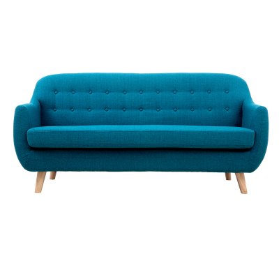 MILIBOO Canap&eacute; 3 places scandinave d&eacute;houssable bleu canard et bois YNOK