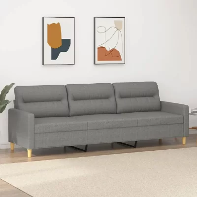 VIDAXL Canap&eacute; &Agrave; 3 Places Gris Fonc&eacute; 210 Cm Tissu 