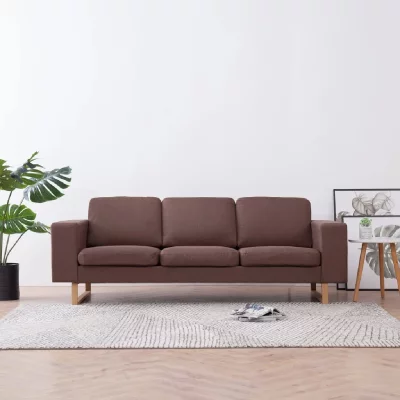 VIDAXL Canap&eacute; &agrave; 3 places Tissu Marron  - Brown