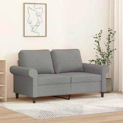 VIDAXL Canape angle fixe en.casa 2 places en tissu gris 152 x 152 x 80 cm