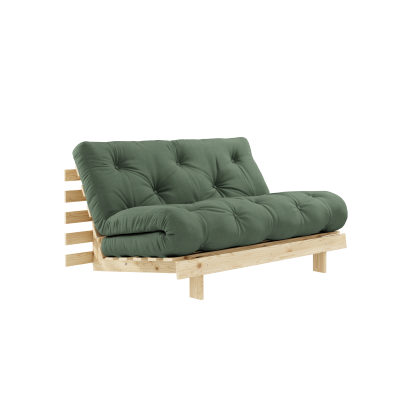 KARUP DESIGN Canap&eacute; convertible 2 places 140x200cm en bois et tissu vert olive