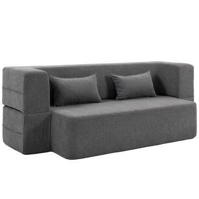 HOMCOM Canap&eacute; Convertible 2 Places Assise Large 2 Coussins Chenille Gris