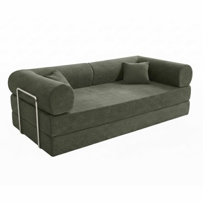 OVIALA Canap&eacute; convertible 2 places en tissu coussins modulable 204 cm vert