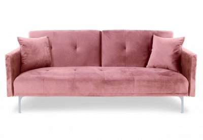 COTECOSY Canap&eacute; convertible 3 places Carla Velours Rose 