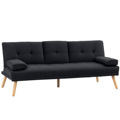 HOMCOM Canap&eacute; convertible 3 places design scandinave tissu anthracite