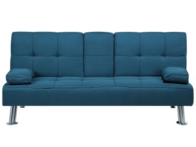 BELIANI Canap&eacute; convertible 3 places en tissu bleu ROXEN