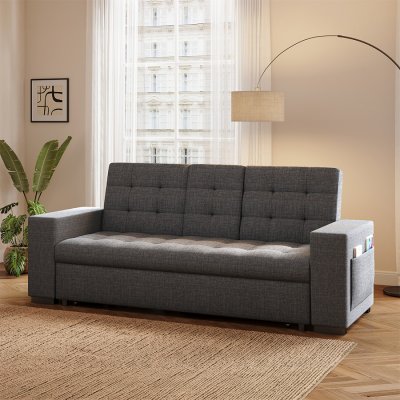 CONCEPT USINE Canap&eacute; convertible 3 places NOHO gris fonc&eacute; avec rangements