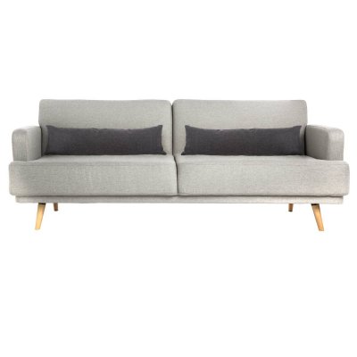 ATMOSPHERA Canap&eacute; convertible 3 places uni - Gris Clair - L.214 x P.86 x H.83 cm