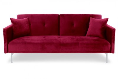 MENZZO Canap&eacute; convertible clic-clac 3 places Carla Velours Rouge
