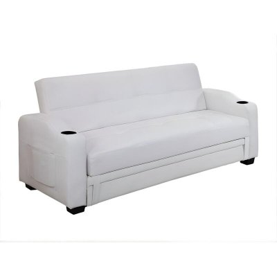VENTE UNIQUE Canap&eacute; convertible clic clac en simili mirella - Blanc - Blanc