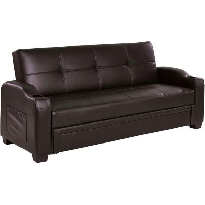 VENTE UNIQUE Canap&eacute; convertible clic clac en simili MIRELLA - Marron 