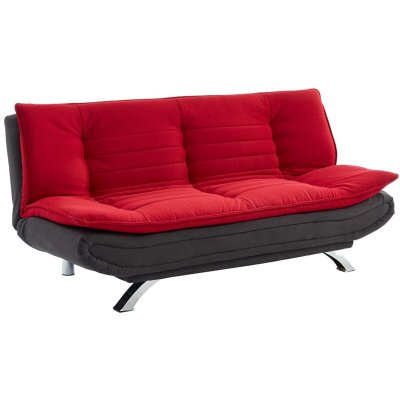 VENTE UNIQUE Canap&eacute; convertible clic-clac en tissu DEMIDO III - Bicolore rouge et anthracite