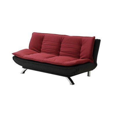 VENTE UNIQUE Canap&eacute; convertible clic-clac en tissu rouge et noir DEMIDO