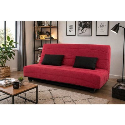SIMMONS Canap&eacute; convertible clic-clac  NOVA 2 &agrave; 3 places framboise 188x95x99 cm