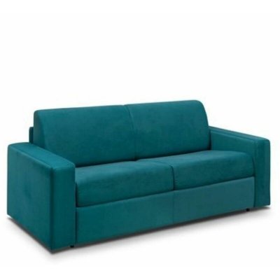 ITALIAN SPIRIT Canap&eacute; convertible express MIDNIGHT AMORE 160cm matelas 16cm velours bleu paon