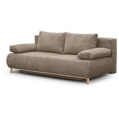 AUCUNE Canap&eacute; convertible MIKA taupe c&ocirc;tel&eacute; 3 places avec coffre 140x190 cm