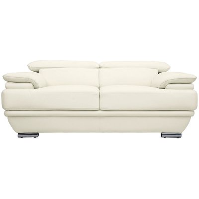 MILIBOO Canap&eacute; cuir design deux places avec t&ecirc;ti&egrave;res ajustables blanc EWING -cuir de buffle