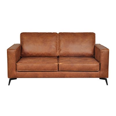 MILIBOO Canap&eacute; cuir vintage cognac 2 places - cuir de vache reconstitu&eacute; SONNY