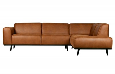 BEPUREHOME Canap&eacute; d'angle &agrave; droite 274x210x77 cm aspect cuir camel - SKIPPY