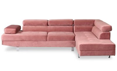 COTECOSY Canap&eacute; d'angle avec t&ecirc;ti&egrave;res relevables alfa velours rose