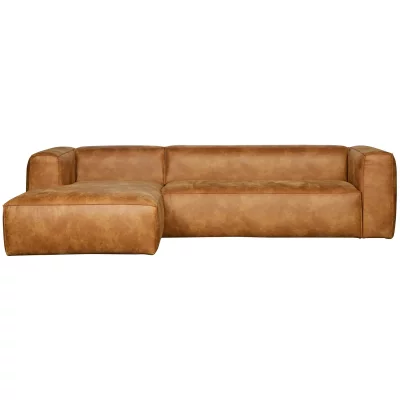 WOOOD Canap&eacute; d'angle Bean marron (cuir recycl&eacute;) - 