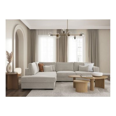 LOUNGITUDE Canap&eacute; d'angle belami en tissu - beige, angle gauche BELAGATBEIG