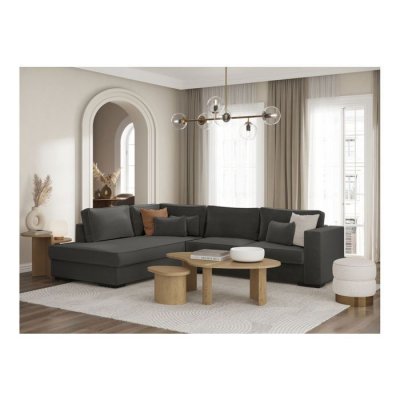 LOUNGITUDE Canap&eacute; d'angle belami en tissu - gris fonc&eacute;, angle gauche BELAGATGRFG
