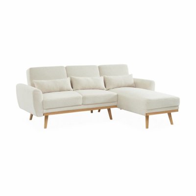 SWEEEK Canap&eacute; d'angle convertible bouclettes blanches 