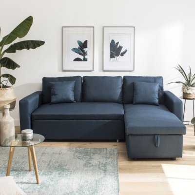 HAPPY GARDEN Canap&eacute; d'angle convertible CLARK 3 places bleu - Bleu