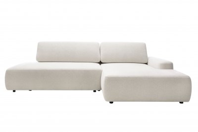 CASANOVA PARIS Canap&eacute; d'angle convertible coffre tissu chin&eacute; 3 places beige droit