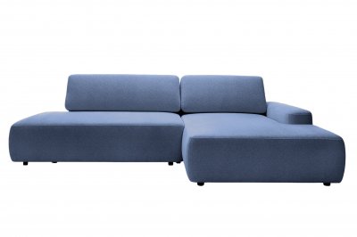 CASANOVA PARIS Canap&eacute; d'angle convertible coffre tissu chin&eacute; 3 places Bleu Gauche