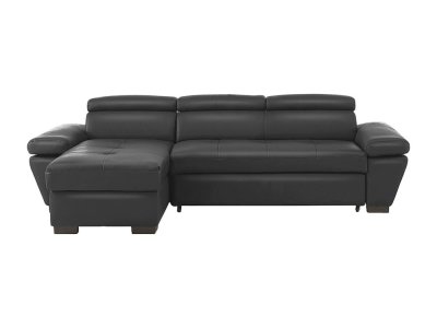 VENTE UNIQUE Canap&eacute; d'angle convertible en cuir JONOVA - Anthracite - Angle gauche 