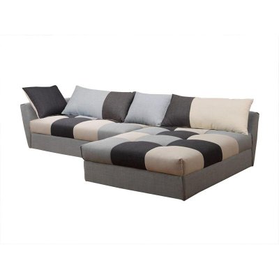 VENTE UNIQUE Canap&eacute; d'angle convertible en tissu ROMANE - Gris - Angle droit 