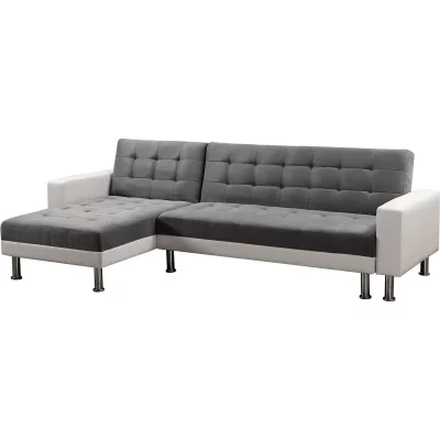 HABITAT ET JARDIN Canap&eacute; d'angle convertible et r&eacute;versible ""Theo"" - 4 places - Blanc et Gris
