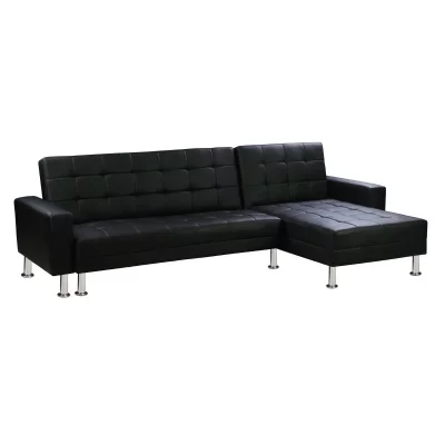 HABITAT ET JARDIN Canap&eacute; d'angle convertible et r&eacute;versible ""theo"" - 4 places - noir