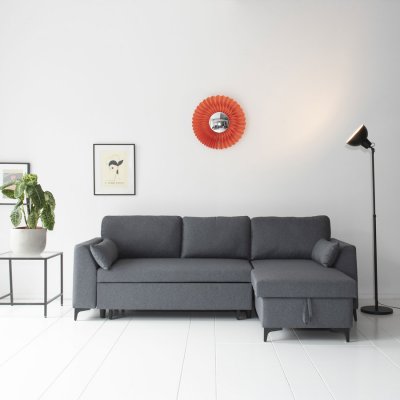 HAPPY GARDEN Canap&eacute; d'angle convertible logan 3 places gris chin&eacute; - Gris