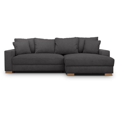 AUCUNE Canap&eacute; d'angle convertible r&eacute;versible 3 places Almo velours c&ocirc;tel&eacute; anthracite