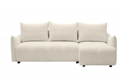 Canap&eacute; d'angle convertible tissu chenille 4 places Beige 128cm