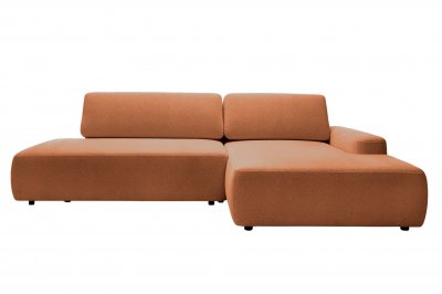 CASANOVA PARIS Canap&eacute; d'angle convertible tissu chin&eacute; 3 places Terracotta Gauche