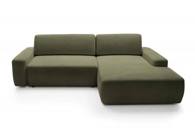 CASANOVA PARIS Canap&eacute; d'angle convertible tissu chin&eacute; 4 places vert olive gauche