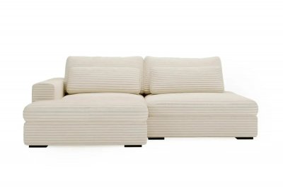 CASANOVA PARIS Canap&eacute; d'angle convertible velours c&ocirc;tel&eacute; 4 places Beige Gauche