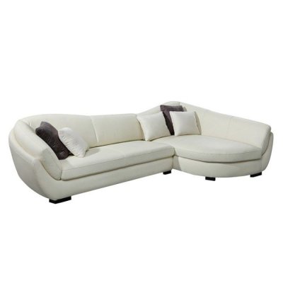 VENTE UNIQUE Canap&eacute; d'angle cuir de buffle 5 places CAIPI  - Ivoire - Angle droit