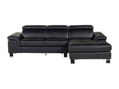 VENTE UNIQUE Canap&eacute; d'angle cuir mishima - Noir - Angle droit - Noir