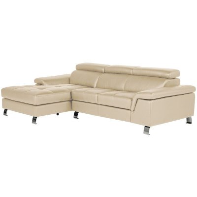 VENTE UNIQUE Canap&eacute; d'angle cuir mishima - Taupe - Angle gauche - Taupe