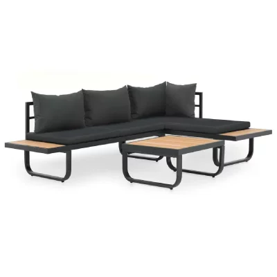 VIDAXL Canap&eacute; d'angle de jardin &agrave; 2 places avec coussins Aluminium WPC