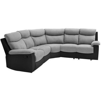 LOUNGITUDE Canap&eacute; d'Angle de Relaxation OSCAR 5 places bi-mati&egrave;re - Gris et Noir