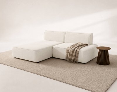 BEST MOBILIER Canap&eacute; d'angle droit 4 places convertible avec coffre en velours beige