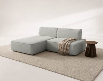 BEST MOBILIER Canap&eacute; d'angle droit 4 places convertible avec coffre en velours gris