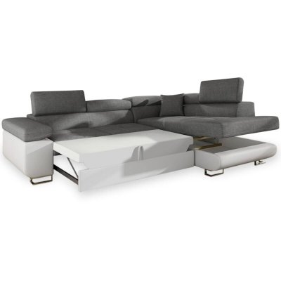 COTECOSY Canap&eacute; d'angle droit convertible ""marius"" 275cm gris