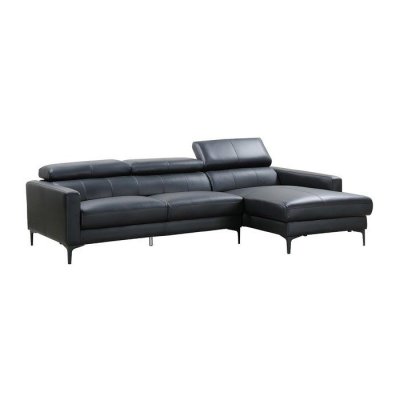 VENTE UNIQUE Canap&eacute; d'angle en cuir de buffle FLORENCE - Noir - Angle droit